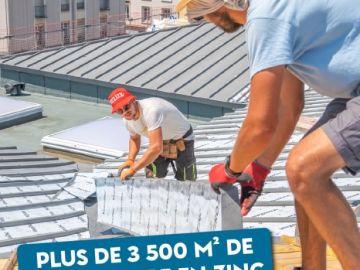 Kevin, Fred et Timothé, sur le toit des Halles Saint-Louis à Brest

Près de sept semaines là-haut, en collaboration avec Bihannic, pour refaire plus de 3 500...